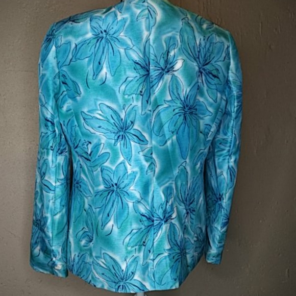 Kasper Tourquise Floral Blazer Jacket Sz 6 - Picture 3 of 4